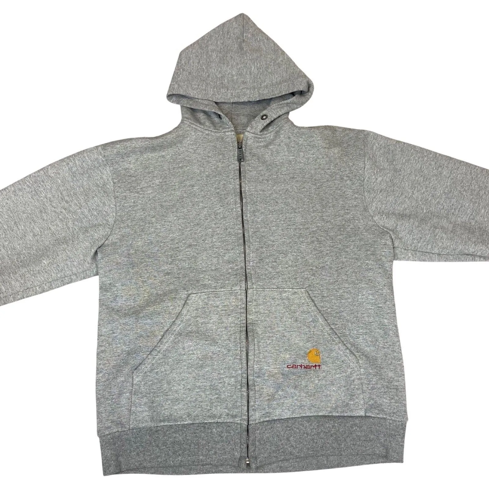 2010s Grey Carhartt Thermal Mesh Carlux Zip-Up Hooded Sweatshirt Extra Large