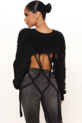 A Phone Call Away Fuzzy Sweater - Black