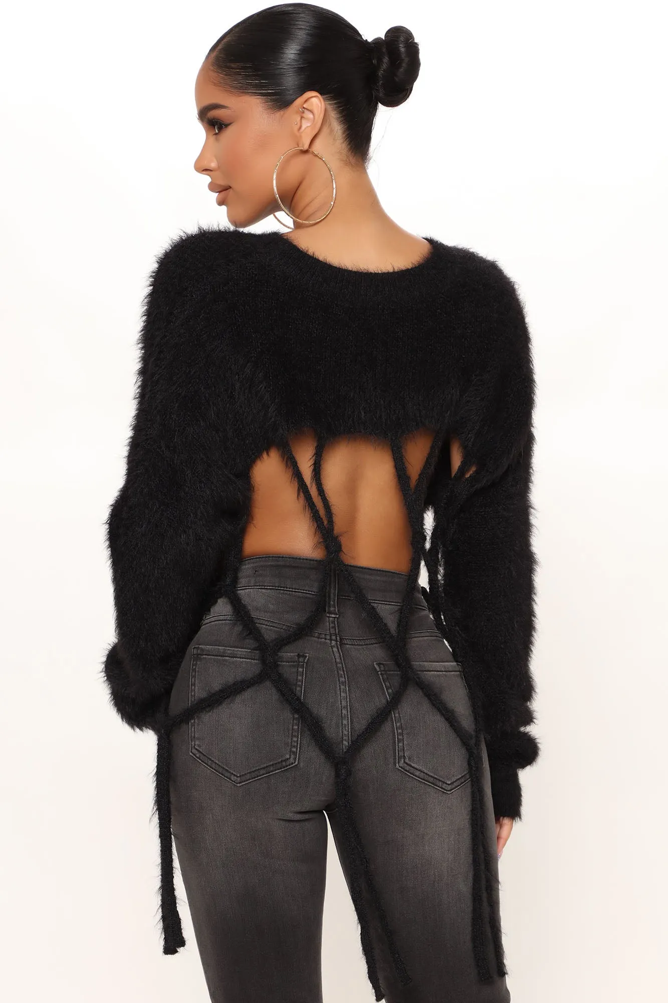 A Phone Call Away Fuzzy Sweater - Black