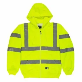 Berne 13 oz Hi-Vis Yellow Lined Hooded Sweatshirt Tall