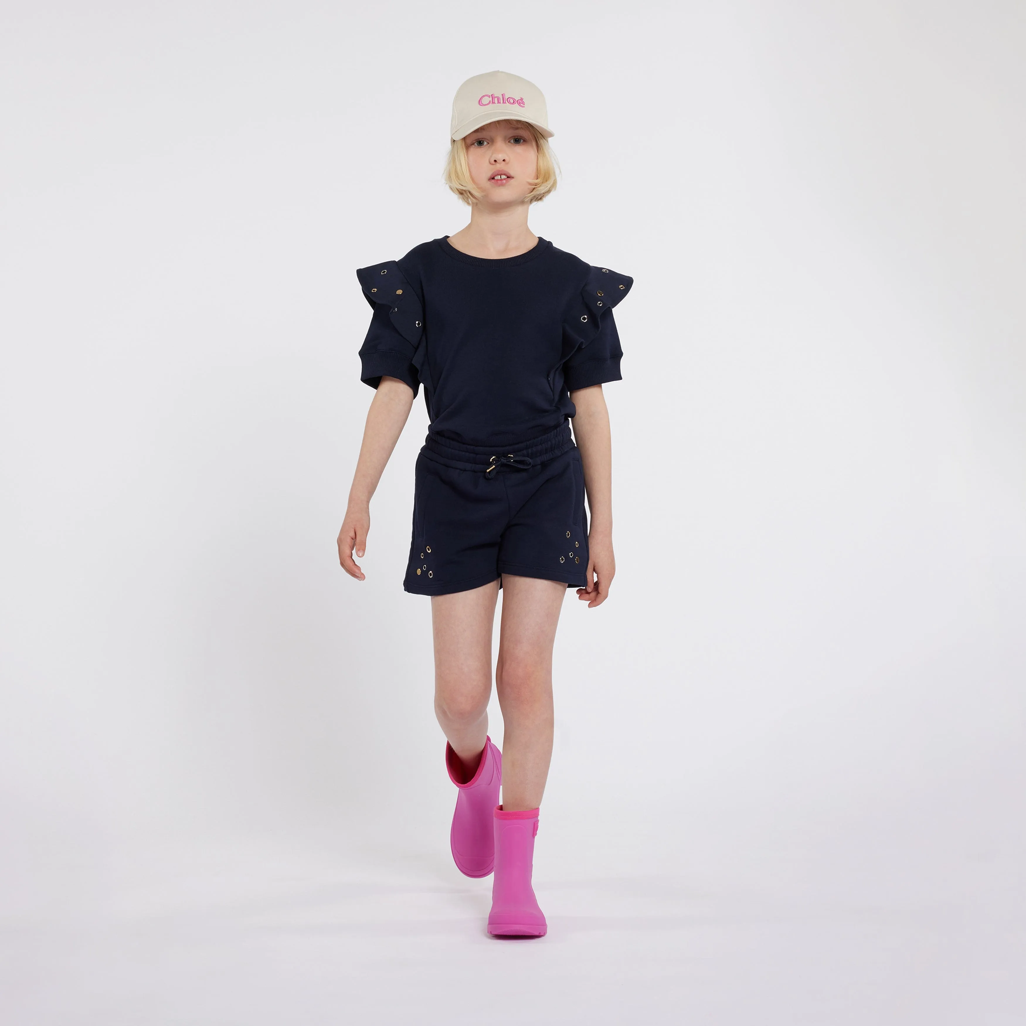Chloé Girls Ruffle Sweatshirt in Navy