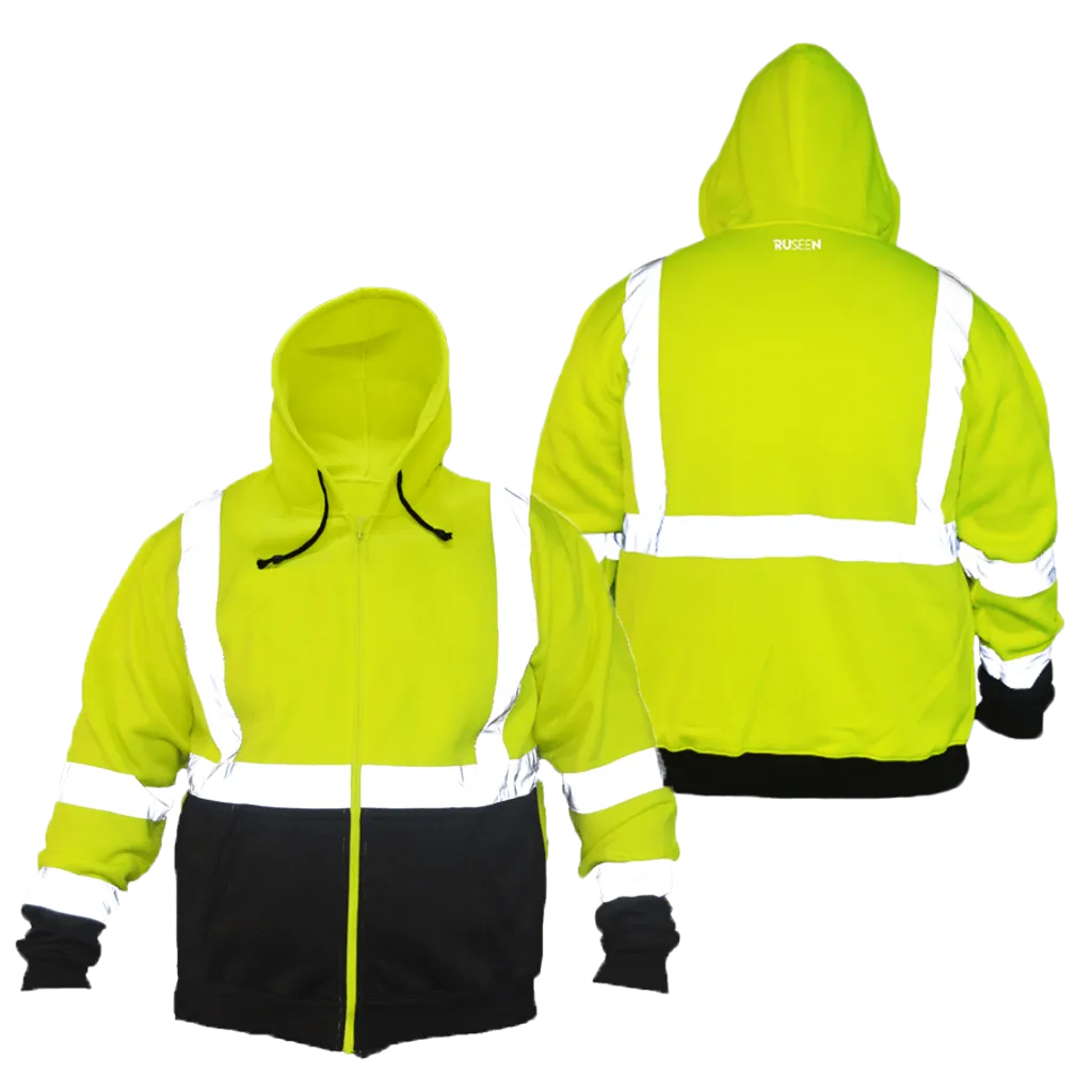 Class 3 ANSI 2-Tone Zip Reflective Hooded Sweatshirt