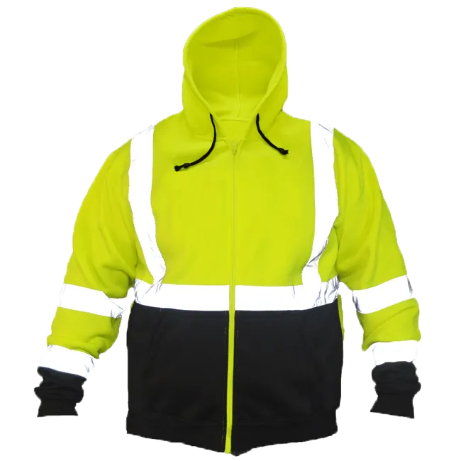Class 3 ANSI 2-Tone Zip Reflective Hooded Sweatshirt