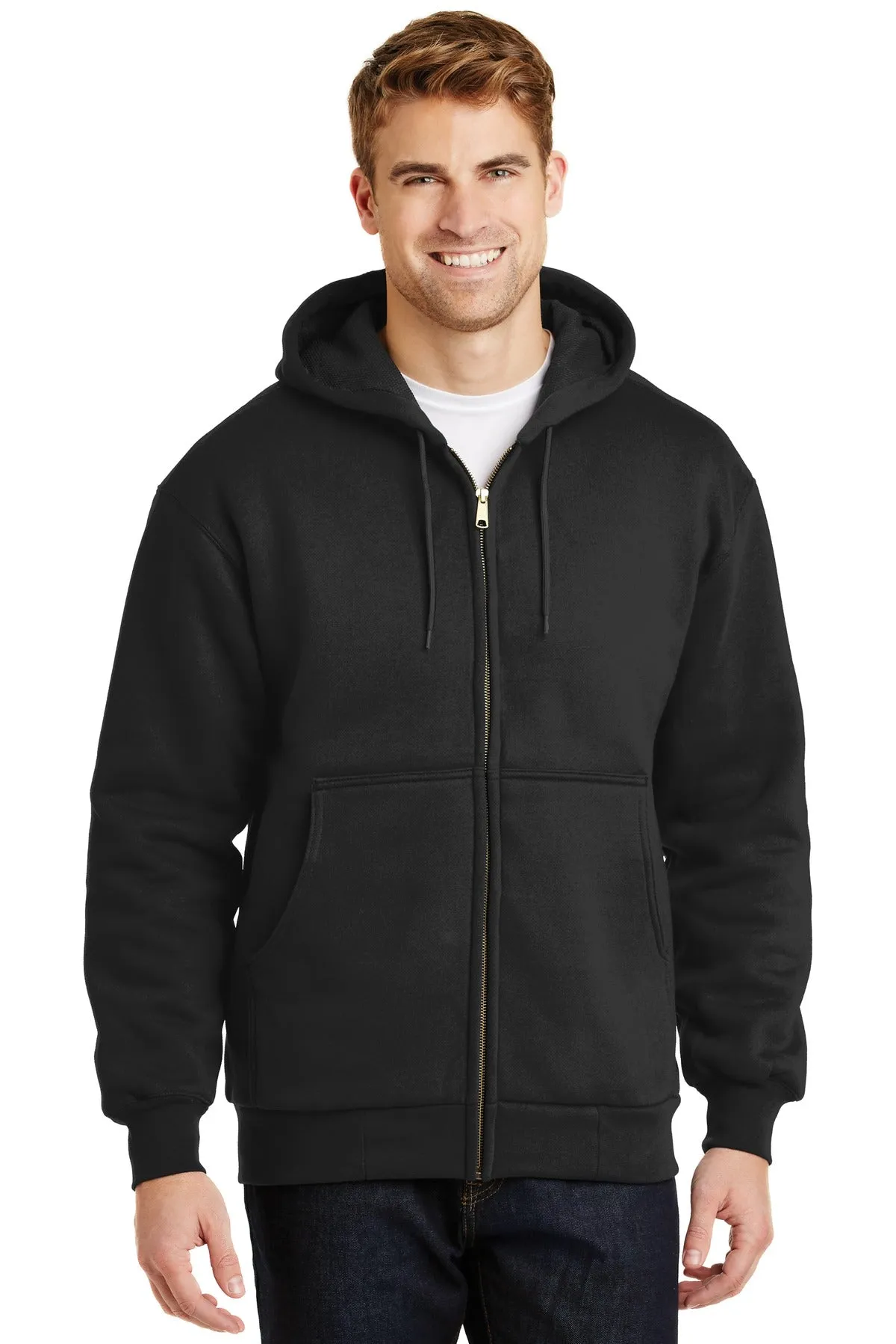 CornerStone Men's Heavyweight Full-Zip Hooded Sweatshirt with Thermal Lining. CS620