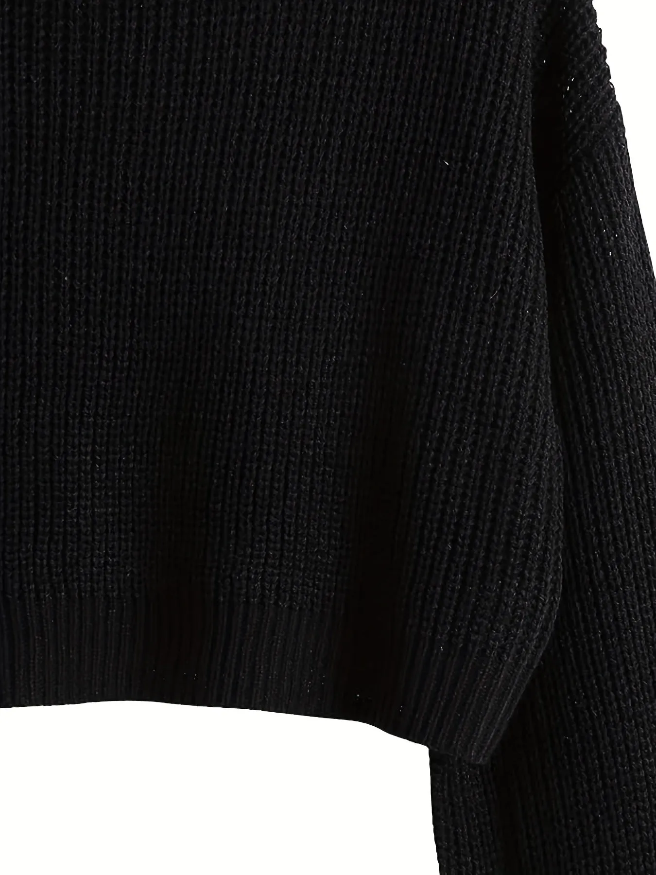 Cozy High Neck Solid Crew Neck Pullover Sweater - Soft Micro Elastic Acrylic Knit Fabric, Casual Long Sleeve Drop Shoulder Crop Design, Machine Washable, Perfect for Fall and Winter - Womens Clothing