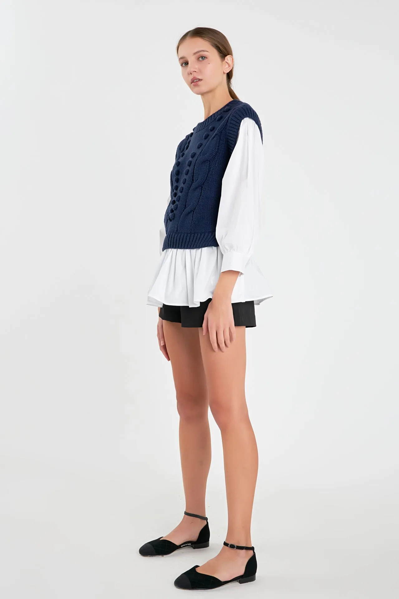English Factory - Mixed Media Cable Sweater