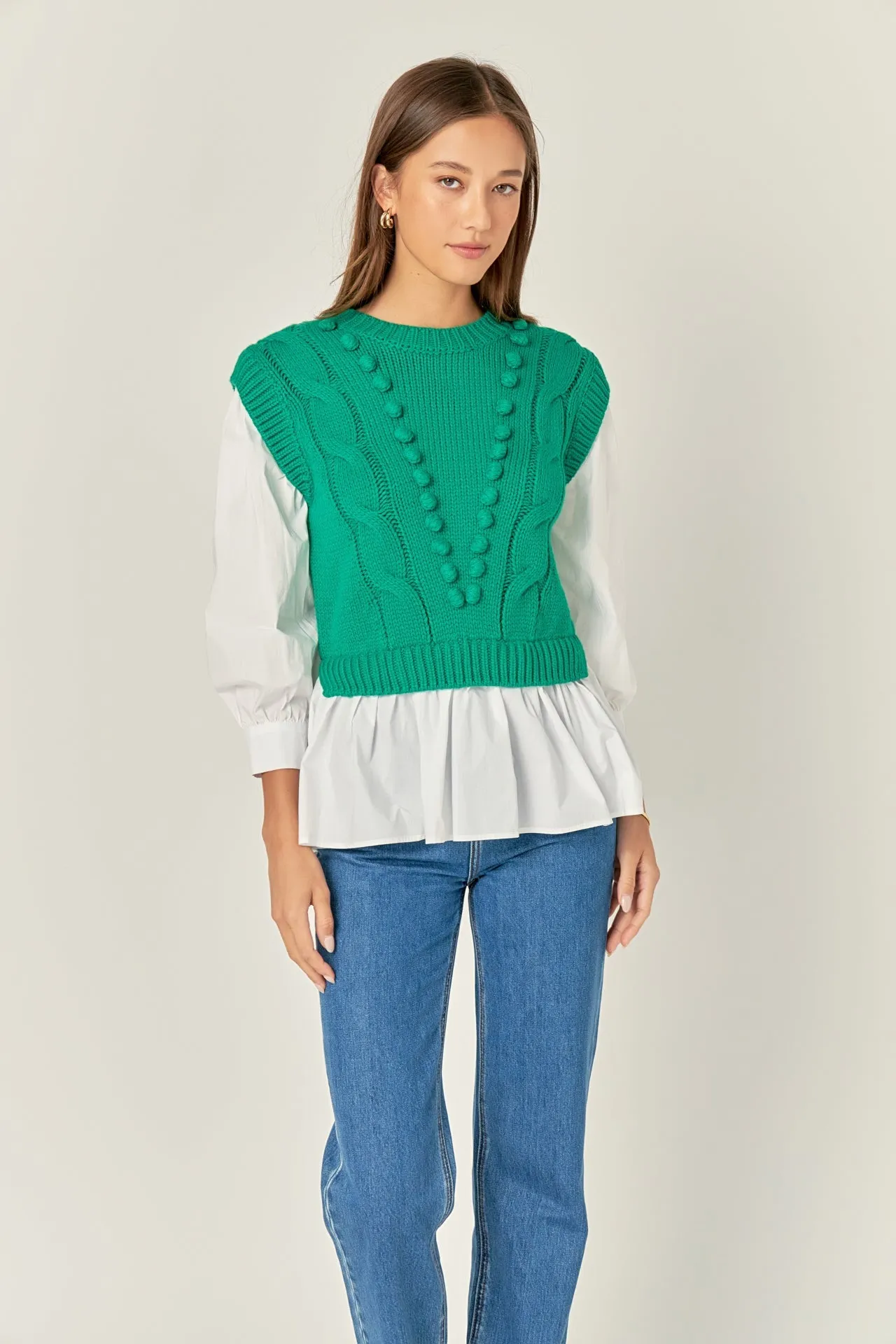 English Factory - Mixed Media Cable Sweater