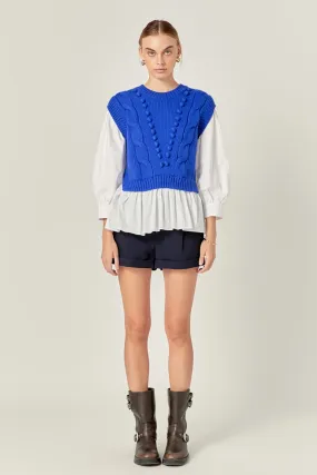 English Factory - Mixed Media Cable Sweater