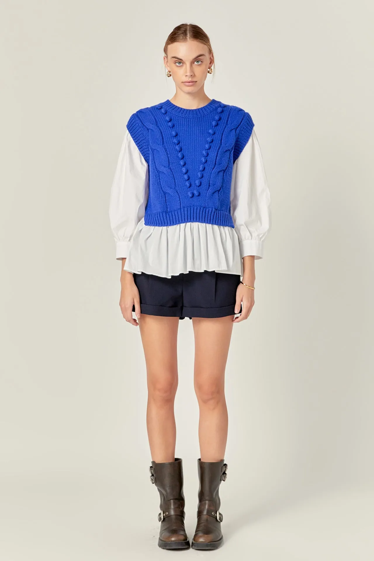 English Factory - Mixed Media Cable Sweater
