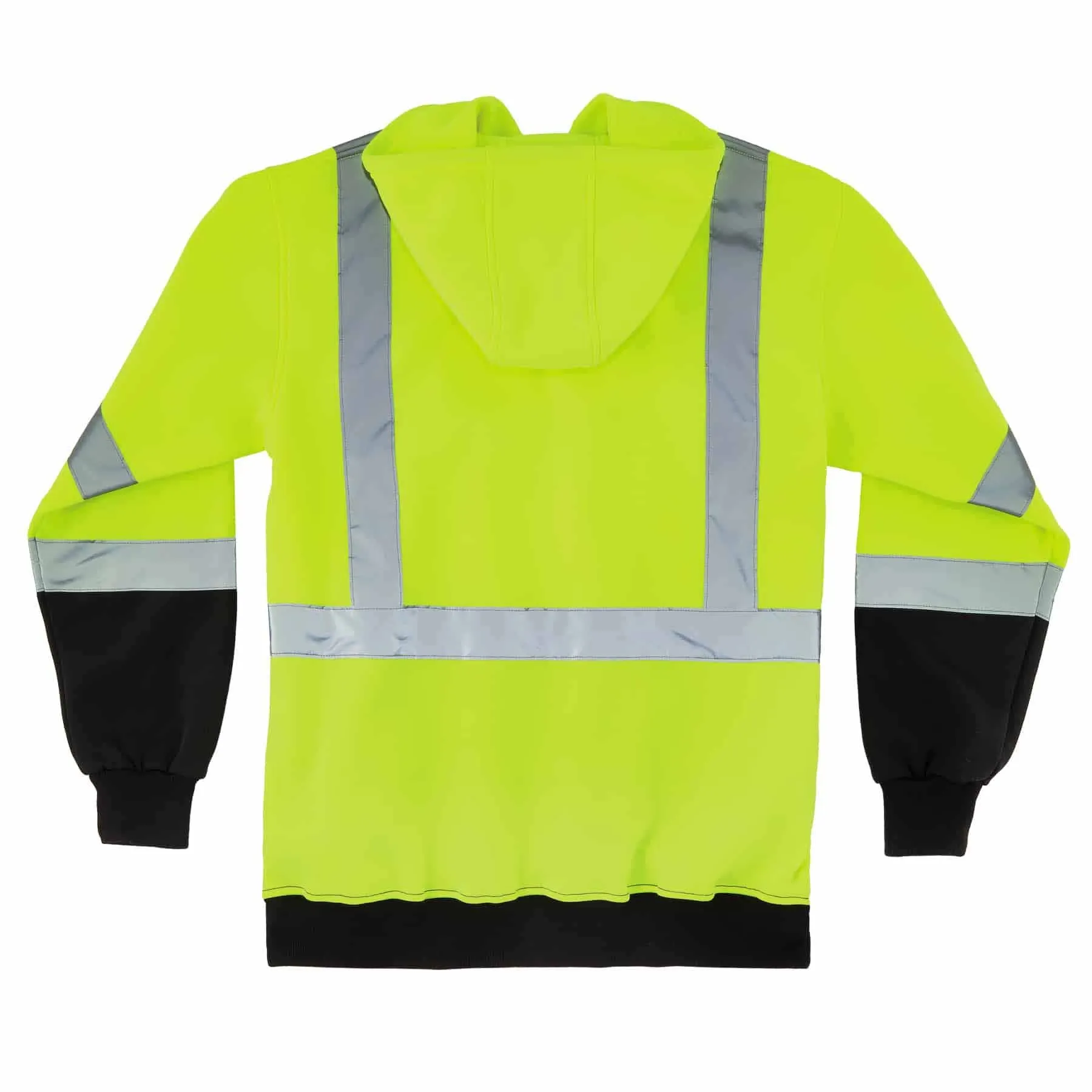 Ergodyne 21848 8372 4XL Lime Class 3 Hooded Sweatshirt Black Bottom - Zipper