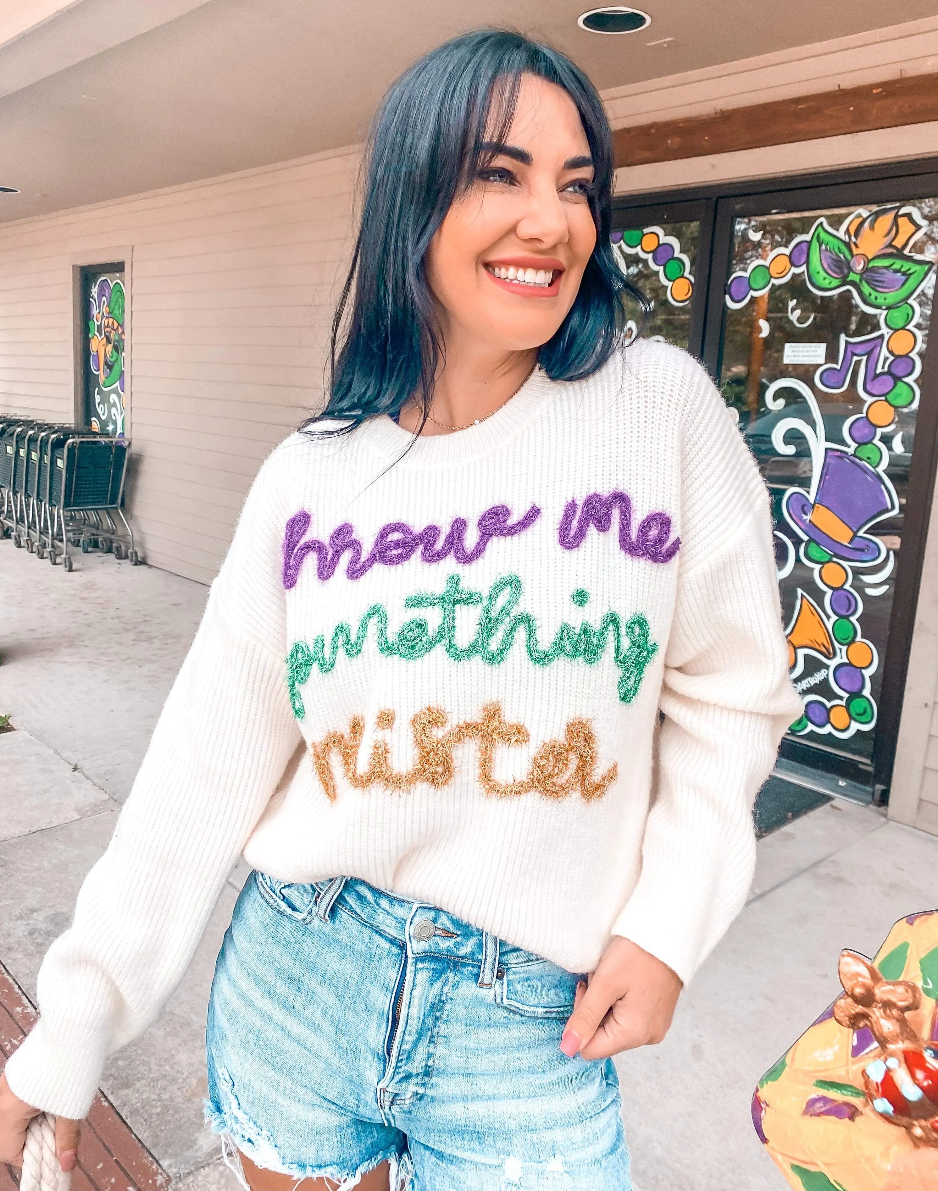 Exclusive White Throw Me Something Mister  Sweater