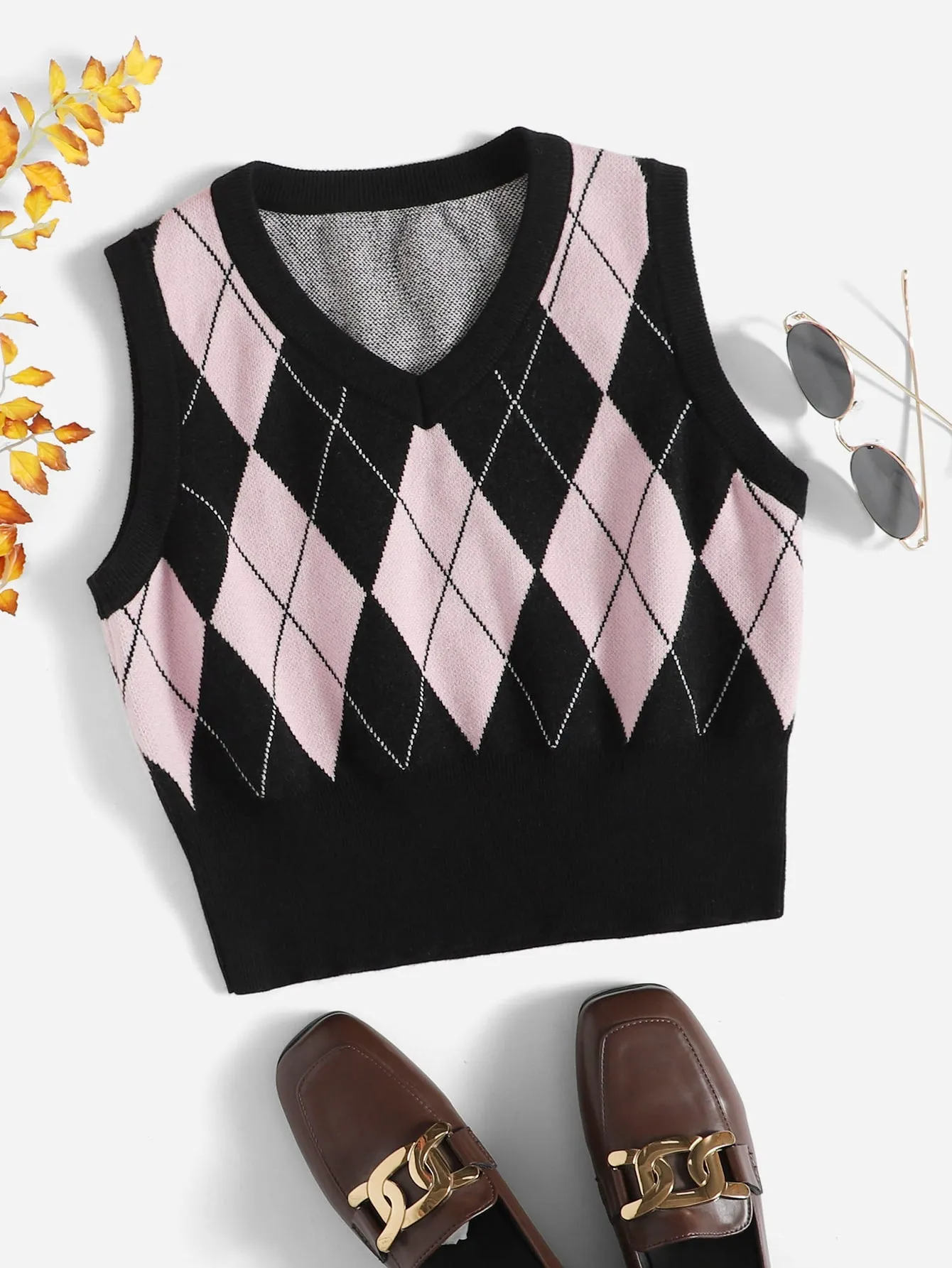 EZwear Argyle Pattern Sweater Vest