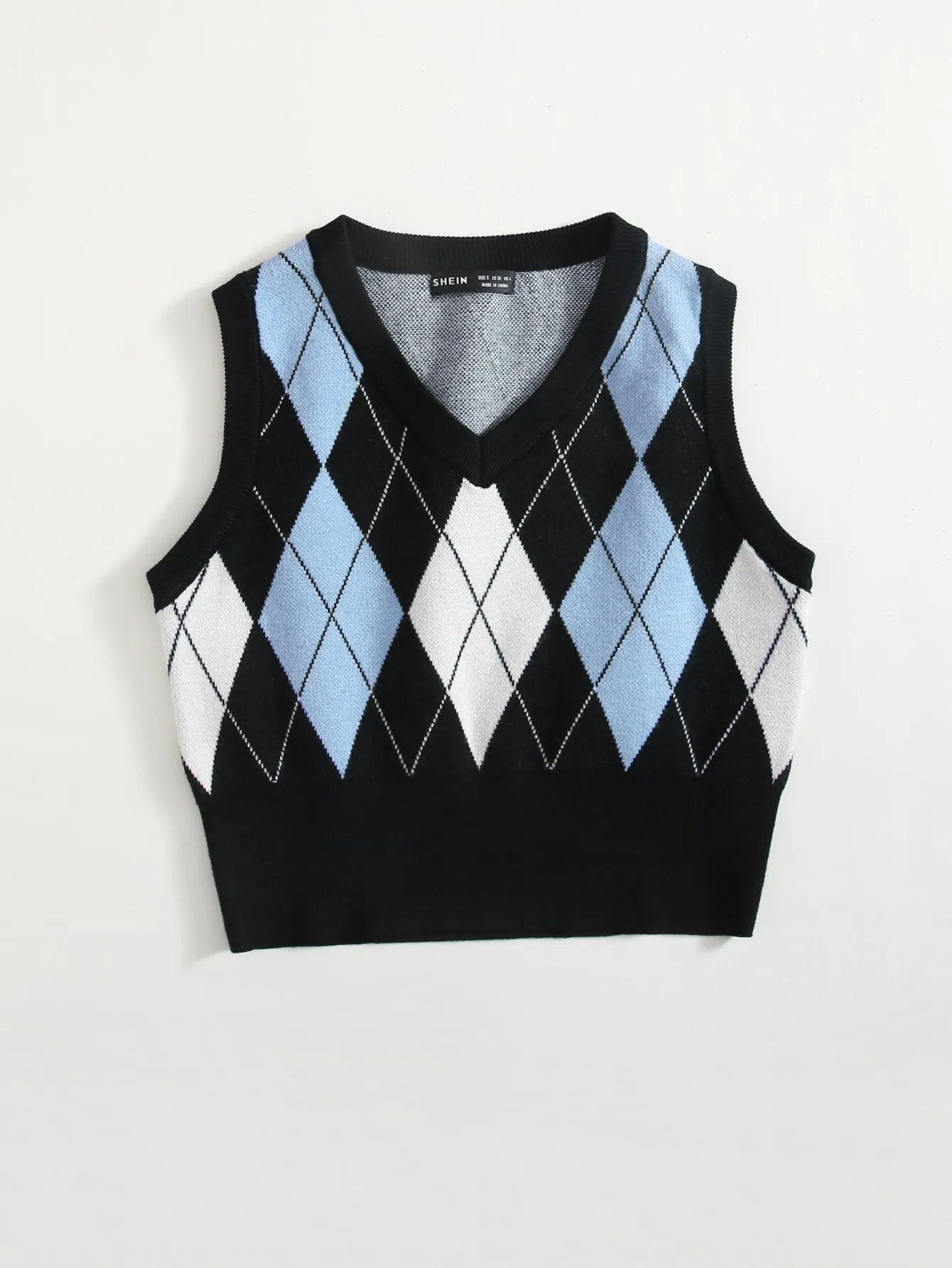EZwear Argyle Pattern Sweater Vest