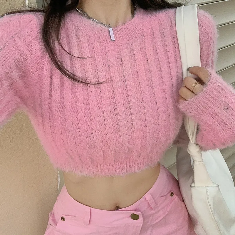 High Waist Sweater Cropped Crop Knit Top