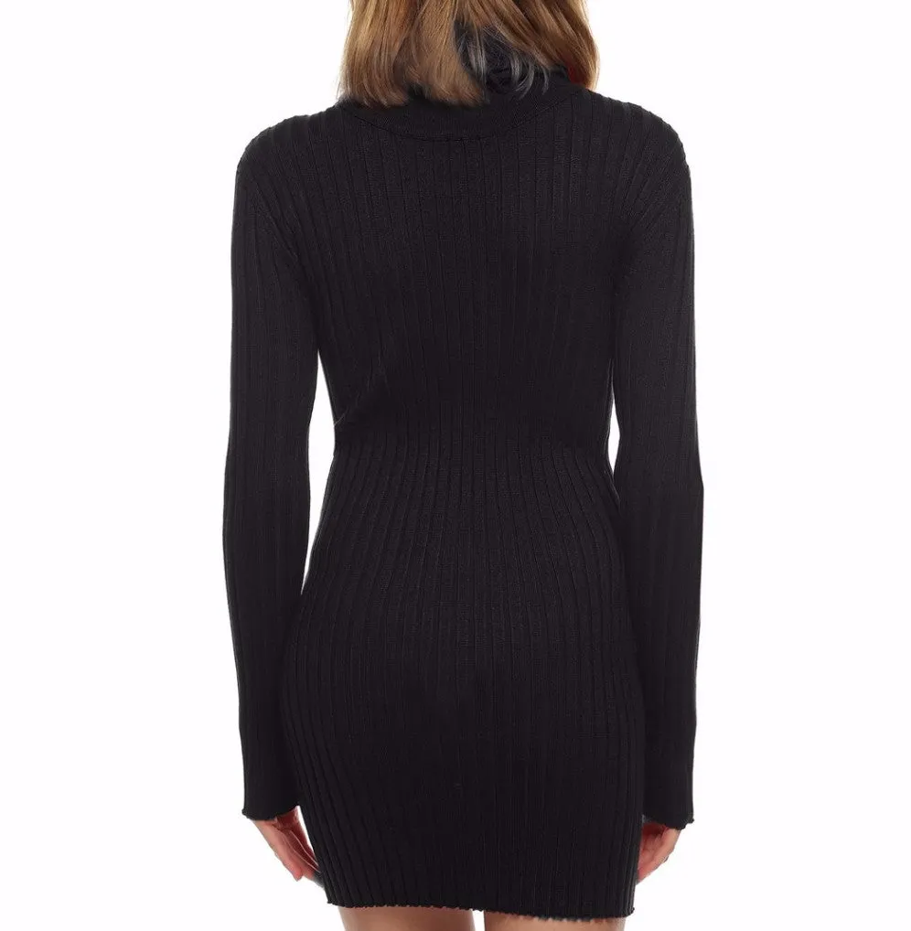 Long Sleeve Turtleneck Women's Sweater Dress For Winter And Autumn