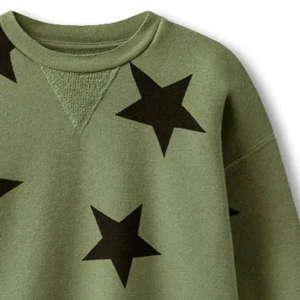 Nununu Green Sweatshirt with Stars