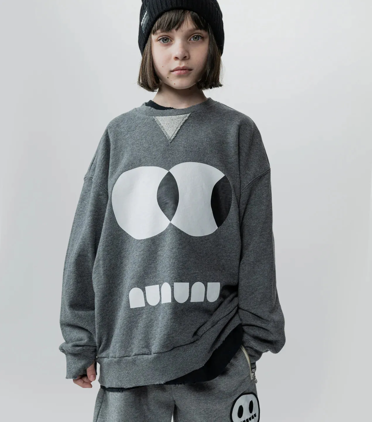 Nununu Grey Side Eyes Sweatshirt