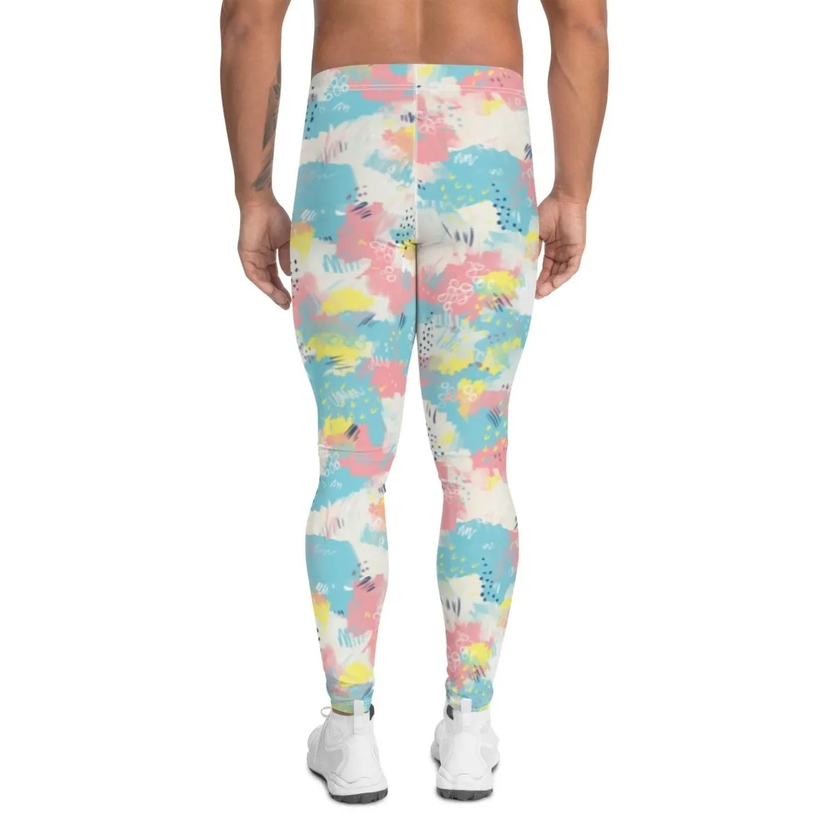 Pink and Blue Abstract Men's Leggings