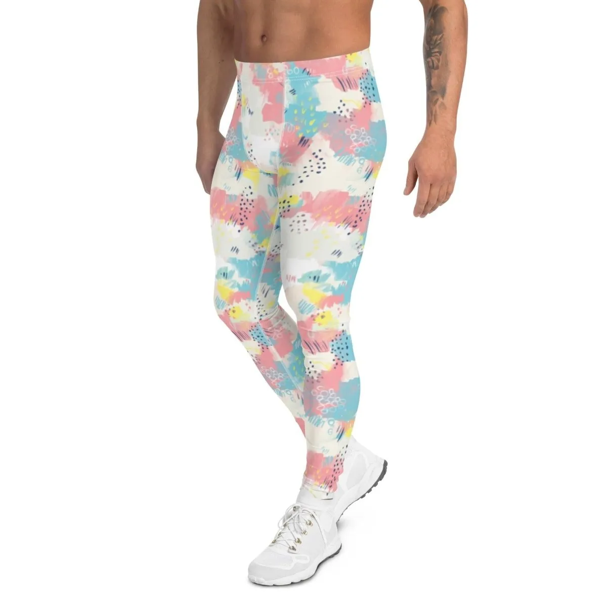Pink and Blue Abstract Men's Leggings