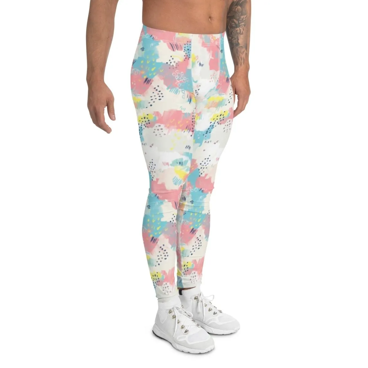 Pink and Blue Abstract Men's Leggings