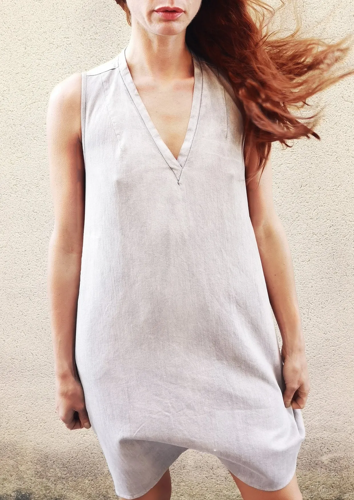 SHIRT/DRESS SLEEVELESS - DENIM light grey washed