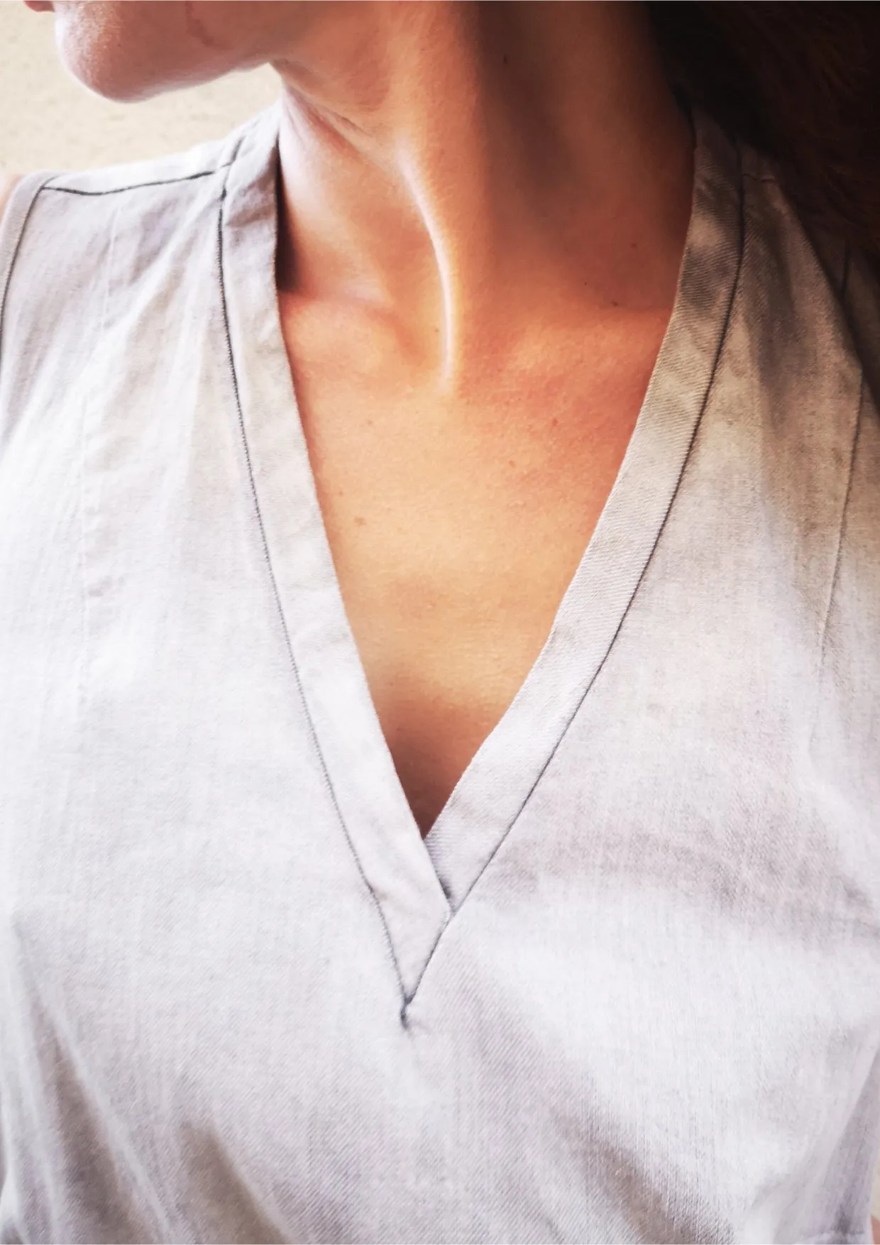 SHIRT/DRESS SLEEVELESS - DENIM light grey washed