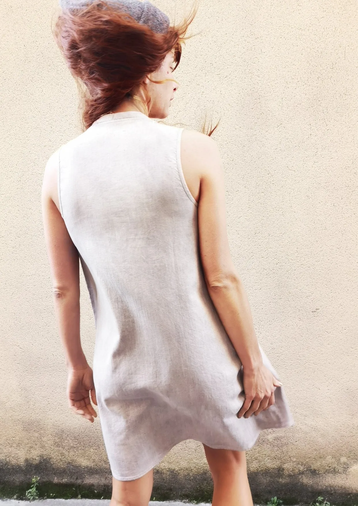 SHIRT/DRESS SLEEVELESS - DENIM light grey washed
