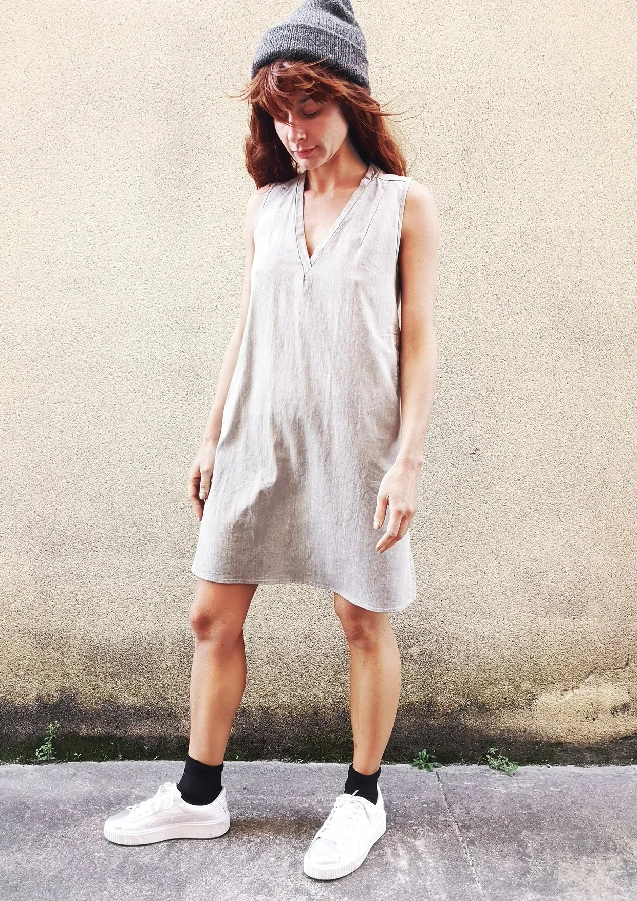 SHIRT/DRESS SLEEVELESS - DENIM light grey washed