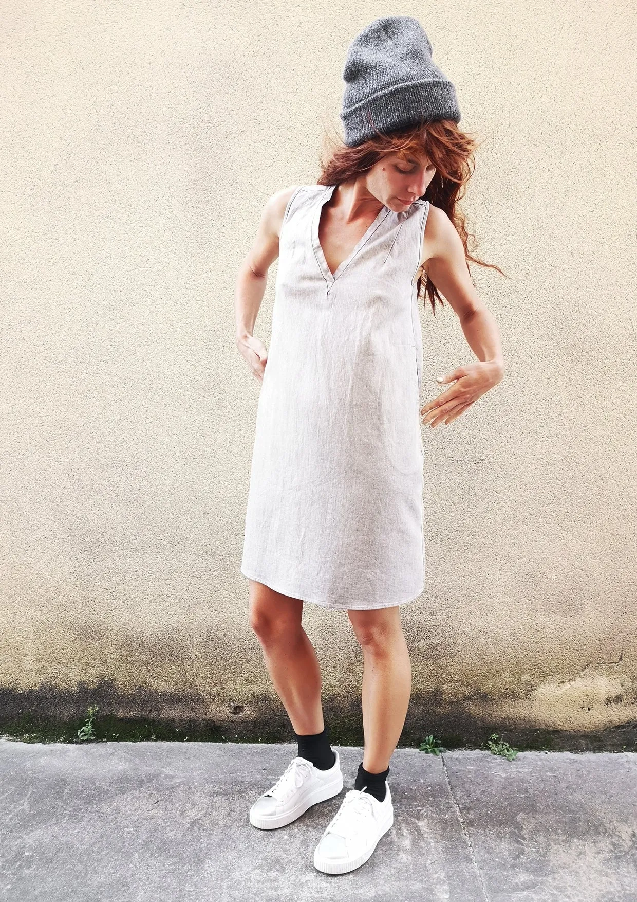 SHIRT/DRESS SLEEVELESS - DENIM light grey washed