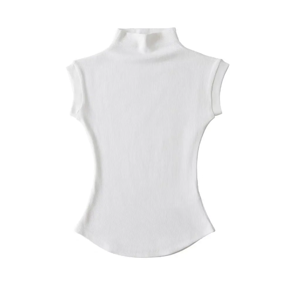Sleek Sleeveless Turtleneck Summer Tee