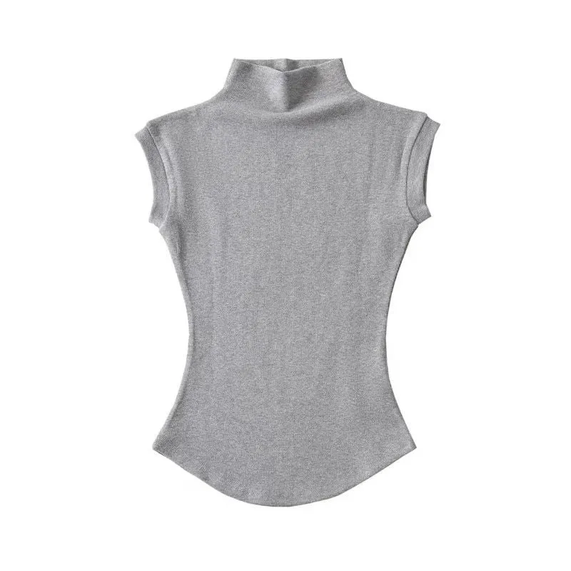 Sleek Sleeveless Turtleneck Summer Tee