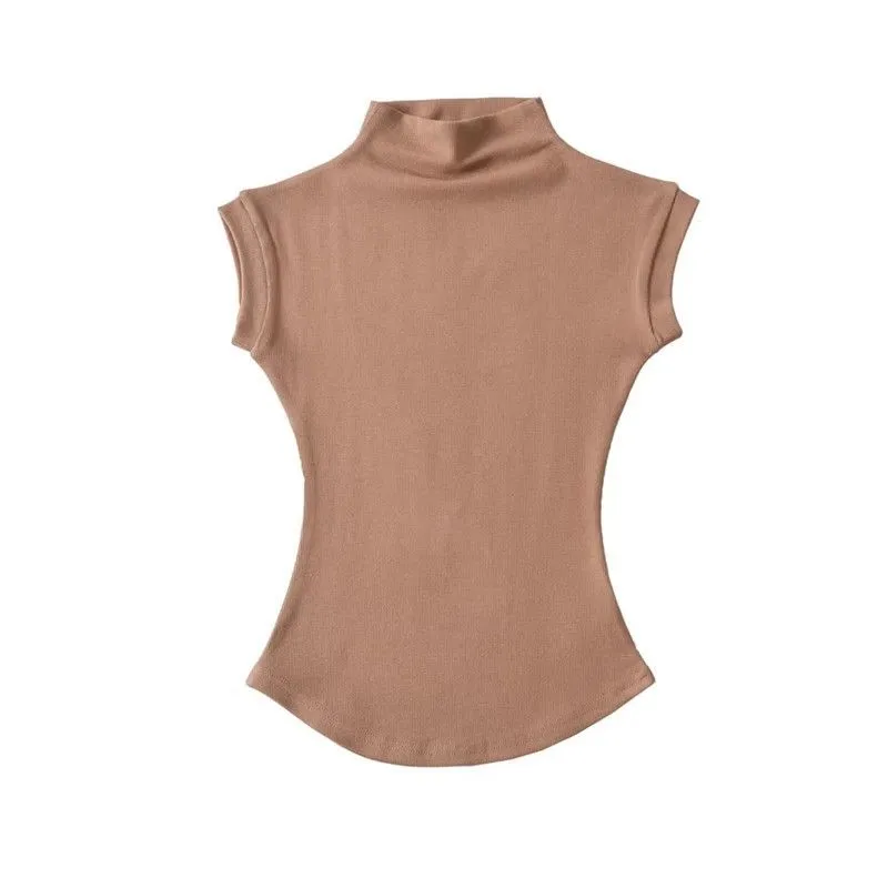 Sleek Sleeveless Turtleneck Summer Tee