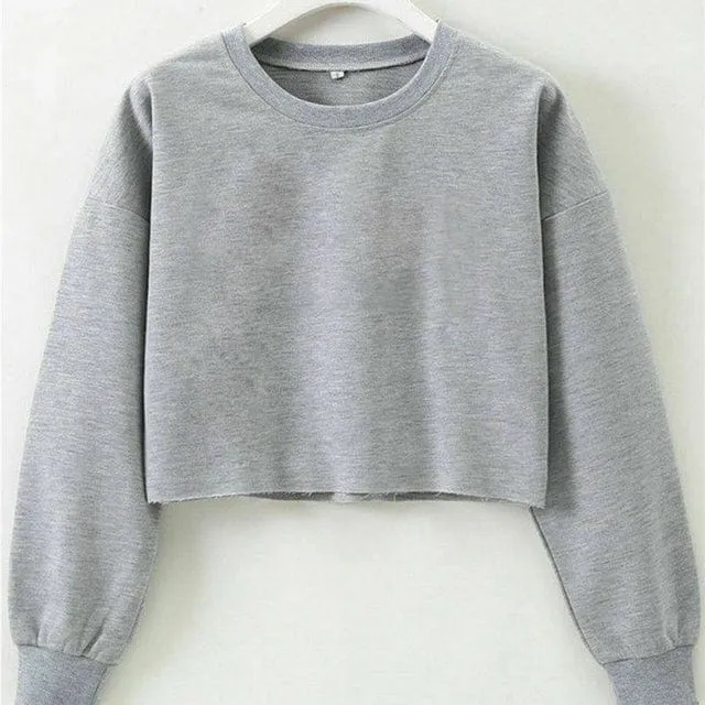 Sporty Long Sleeve Cropped Sweater