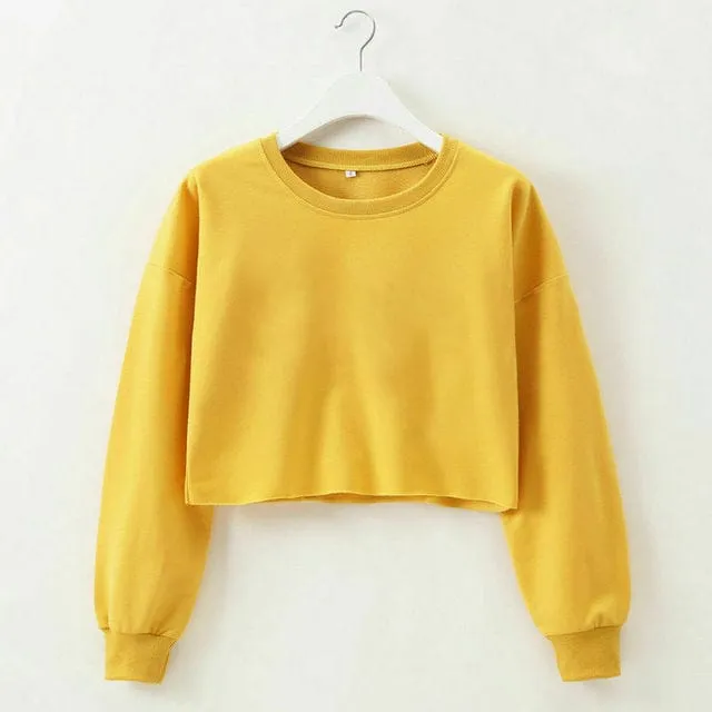 Sporty Long Sleeve Cropped Sweater