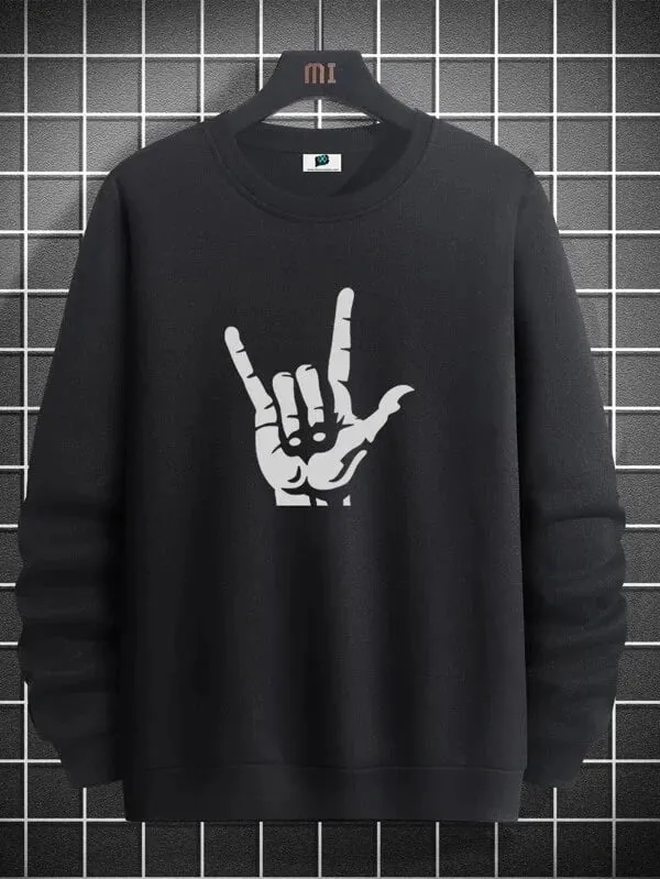 SXV  'Reflective Yo hand’ Printed Cool Aesthetic Drop Shoulder Oversized Sweatshirt