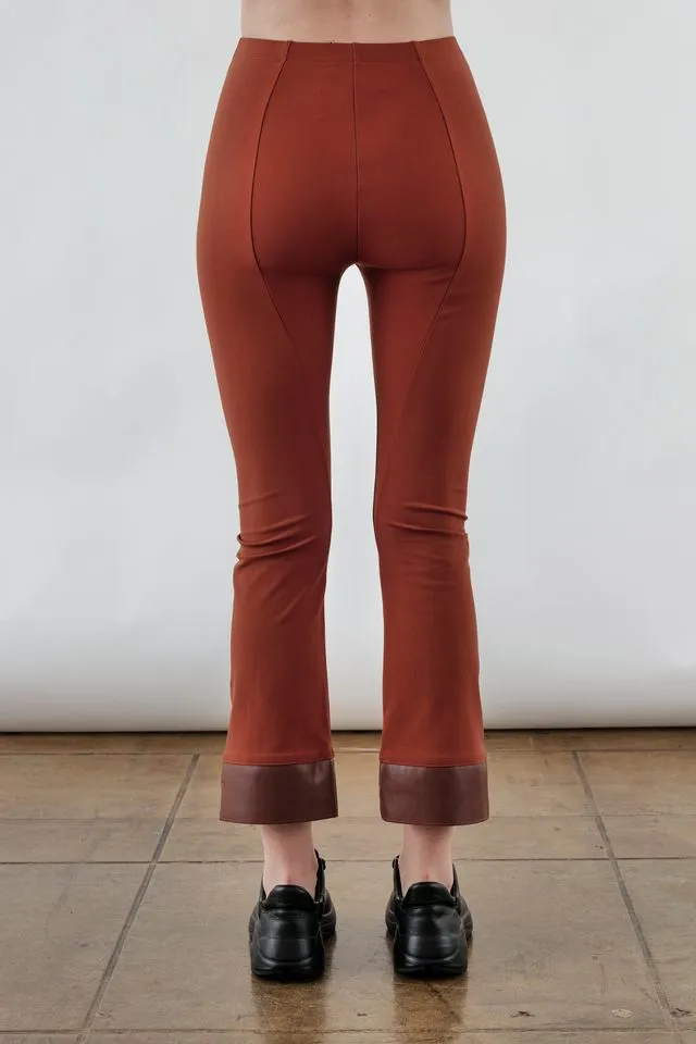 Tech Stretch Leather Step Hem Cropped Flare Leggings - OLGA FA24