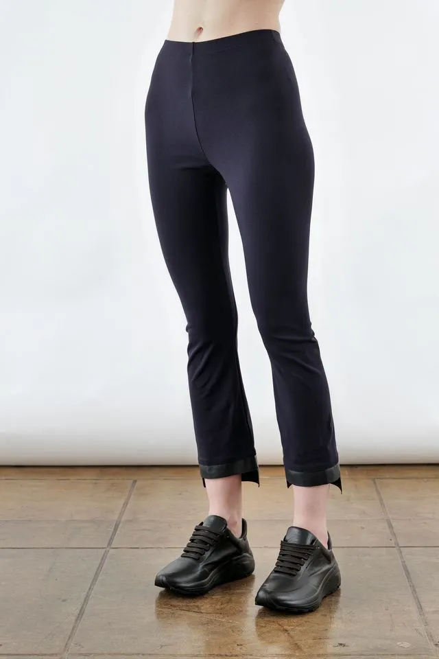 Tech Stretch Leather Step Hem Cropped Flare Leggings - OLGA FA24