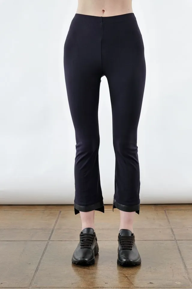Tech Stretch Leather Step Hem Cropped Flare Leggings - OLGA FA24