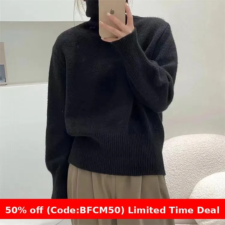 Wenkouban mens christmas outfit 2024 Winter outfits Black Friday Korean Style Lazy Style Elegant Knitwear Fashionable Western Style Turtleneck Women's Pullover Sweater