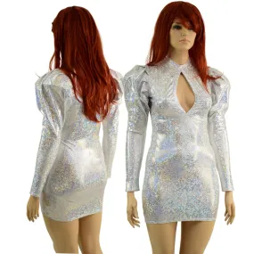 White Kaleidoscope Bodycon Mini Dress with Victoria Sleeves