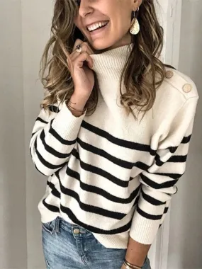Wjczt Fashion Tops Women Autumn Winter New Loose High Collar Sweater Long Sleeve Knitted Pullover Office Lady Oversized Sweater