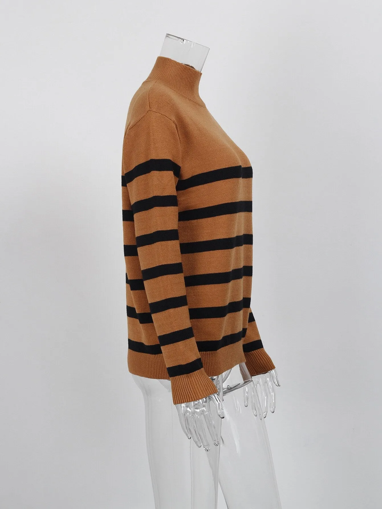 Wjczt Fashion Tops Women Autumn Winter New Loose High Collar Sweater Long Sleeve Knitted Pullover Office Lady Oversized Sweater